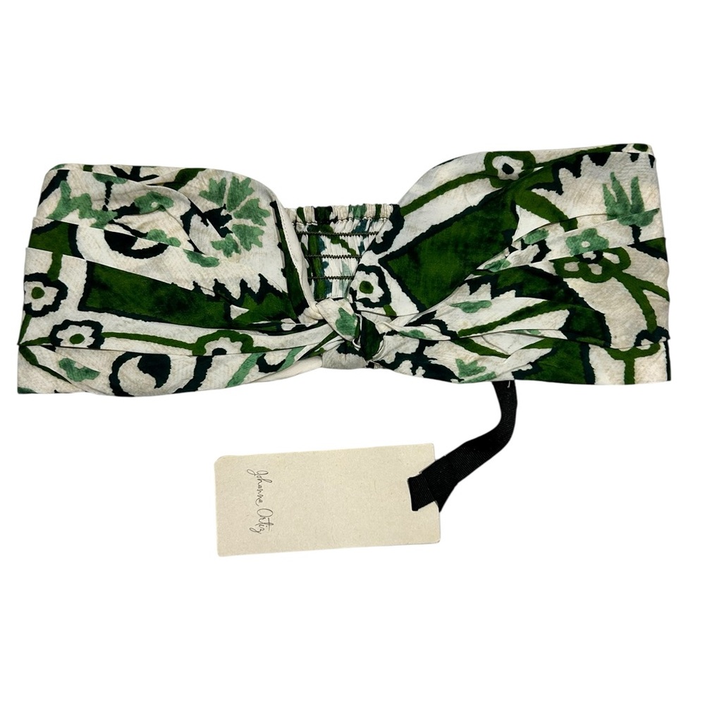 JOHANNA ORTIZ Sz 4 nature Crop Top Bra Bandeau Green White NO STRAPS Summer Boho